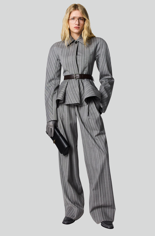 STRIPED LIGHTWEIGHT STRAIGHT TROUSERS