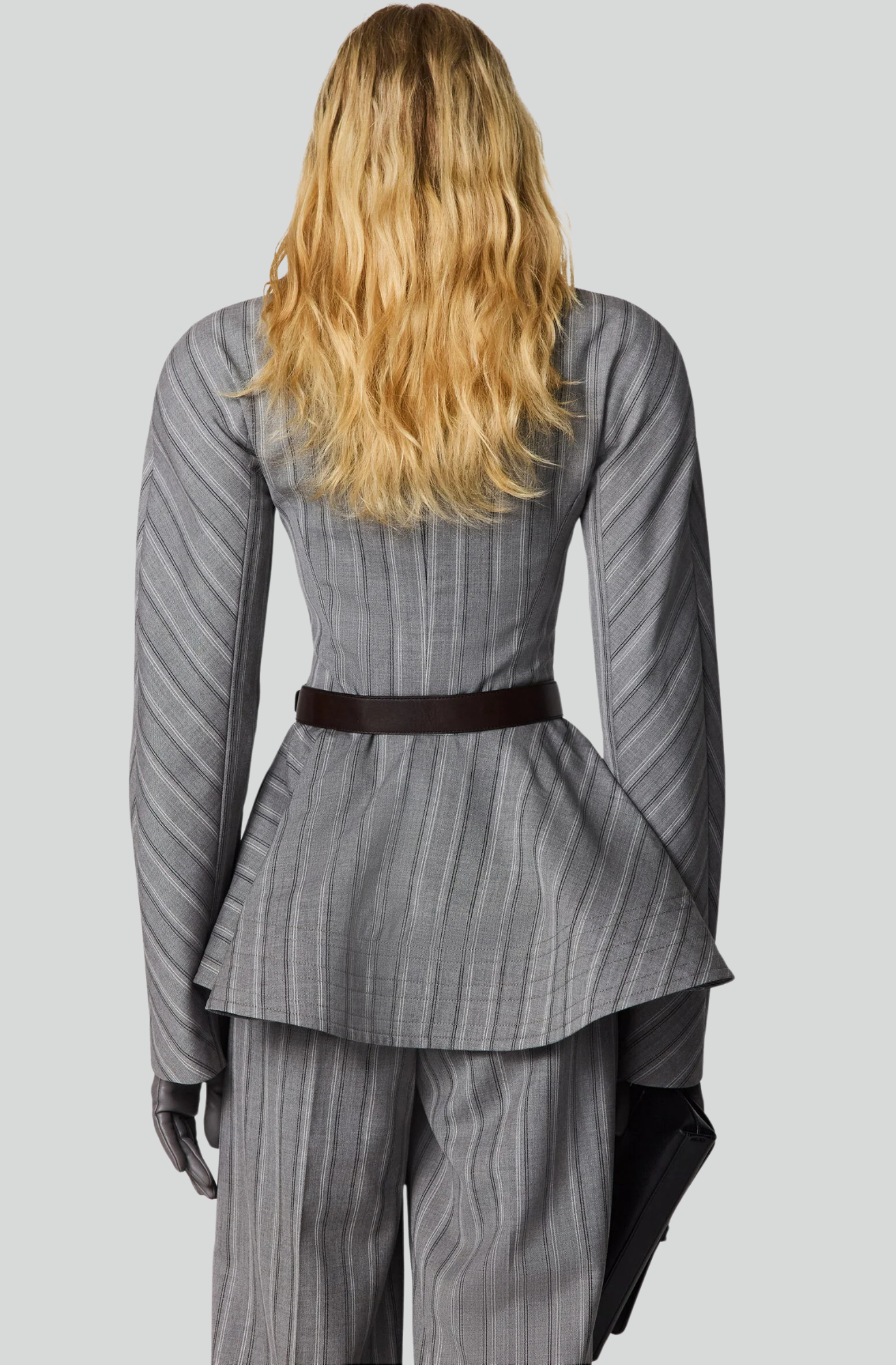STRIPED TAILORED PEPLUM JACKET