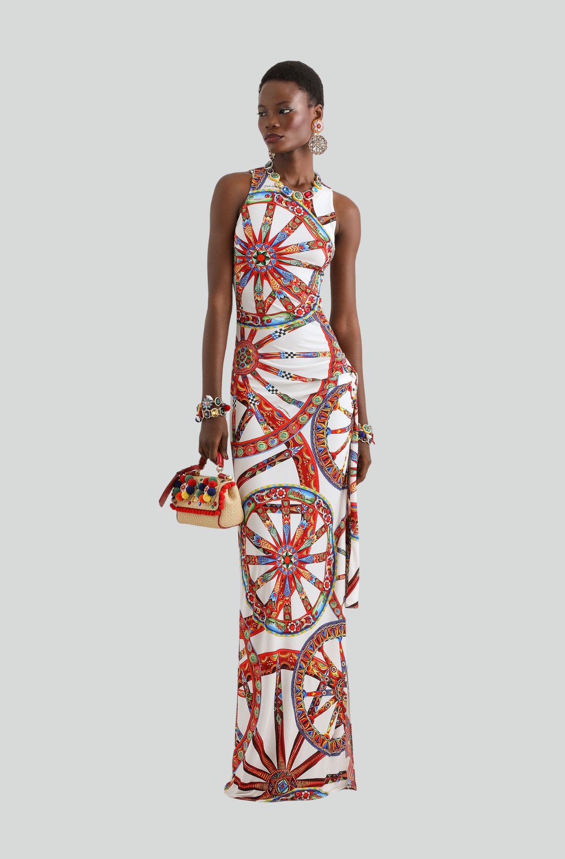 CARRETTO-PRINT VISCOSE JERSEY DRESS