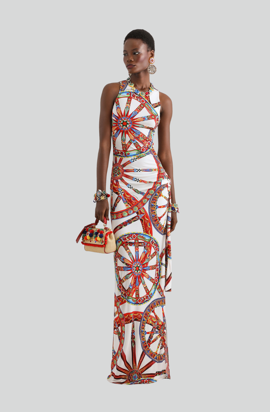 CARRETTO-PRINT VISCOSE JERSEY DRESS