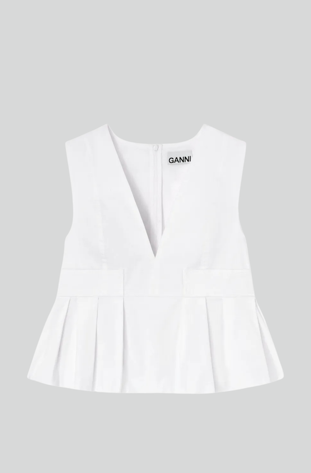 STRETCH COTTON V-NECK POCKET BLOUSE