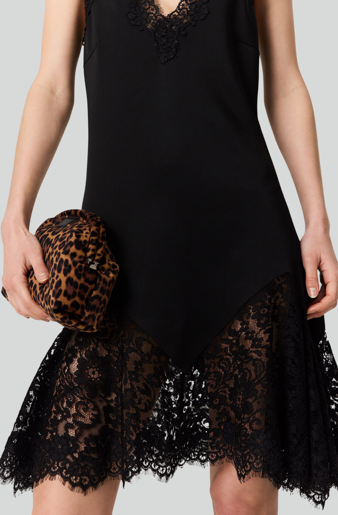 LACE TRIMMED DRESS