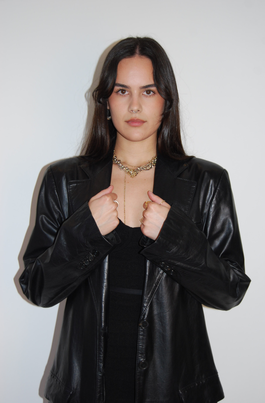 ANN DEMEULEMEESTER NOMIE LEATHER TAILORED LONG COAT