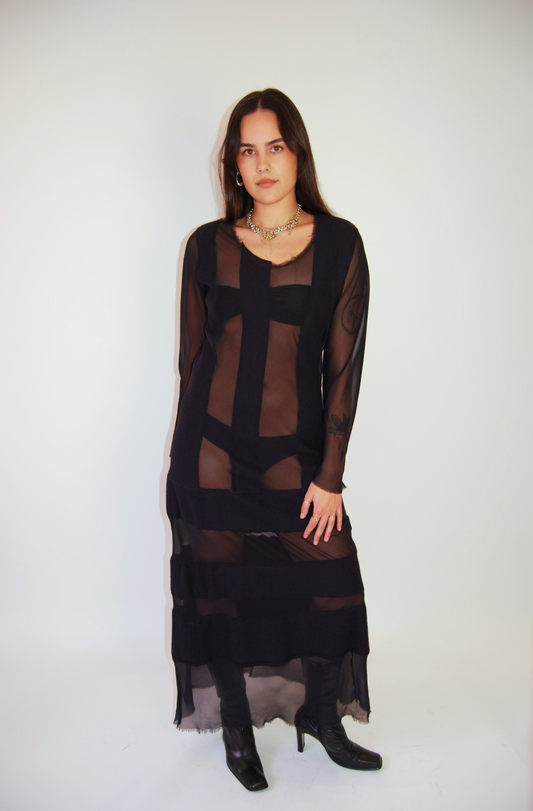 COMME DES GARCONS SHEER DETAIL DRESS