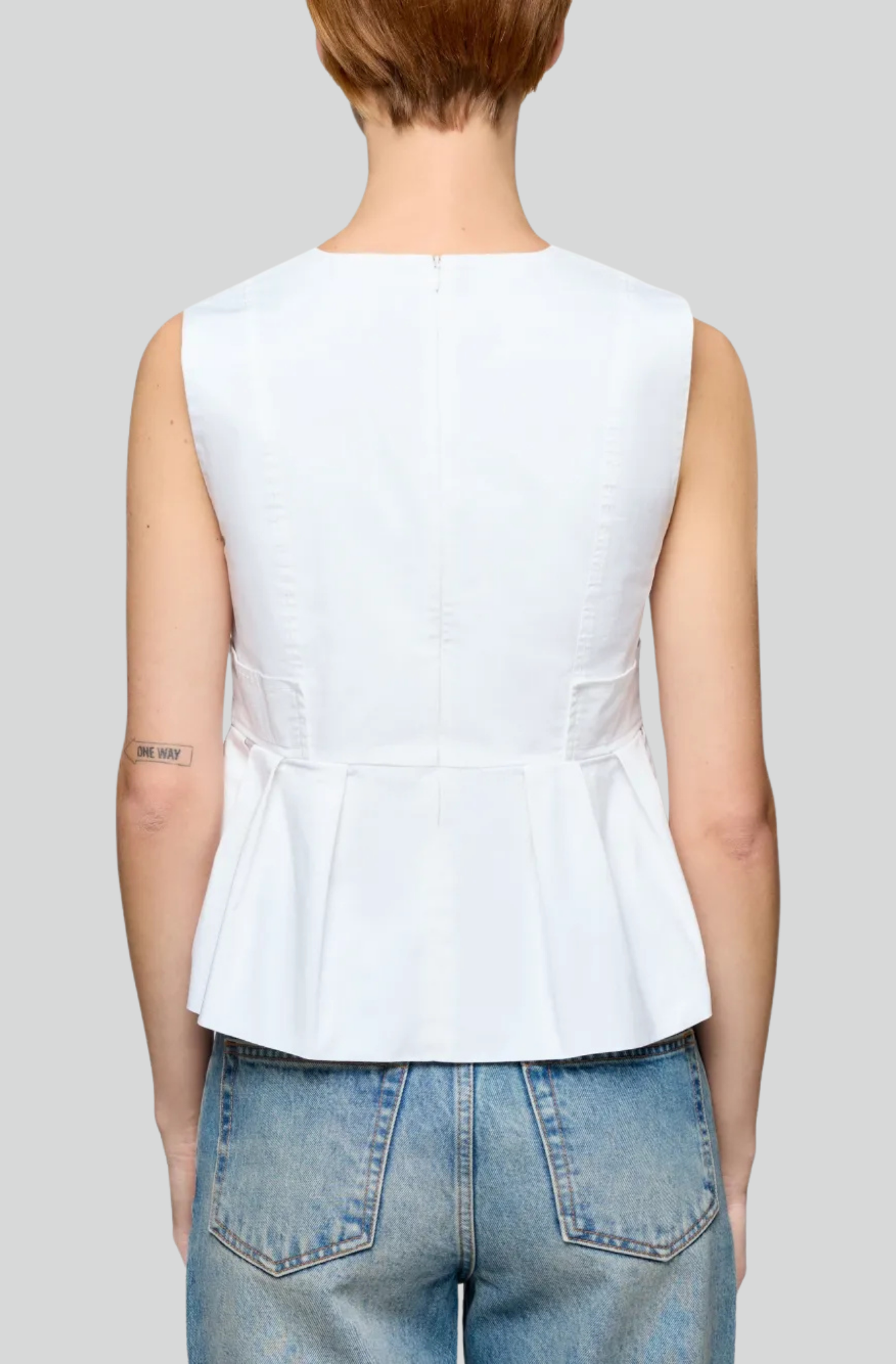 STRETCH COTTON V-NECK POCKET BLOUSE