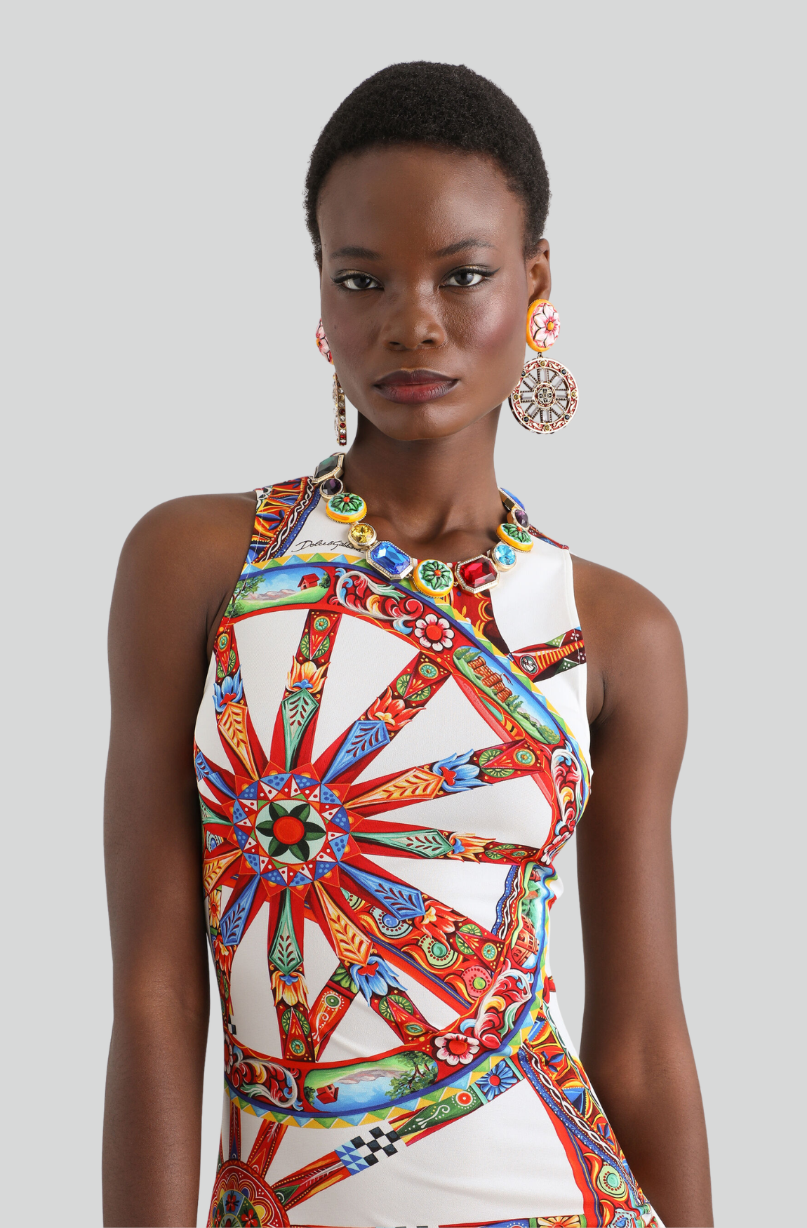 CARRETTO-PRINT VISCOSE JERSEY DRESS