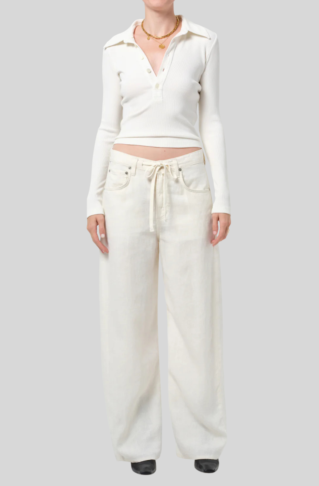 BRYNN DRAWSTRING LINEN TROUSER - CREAM