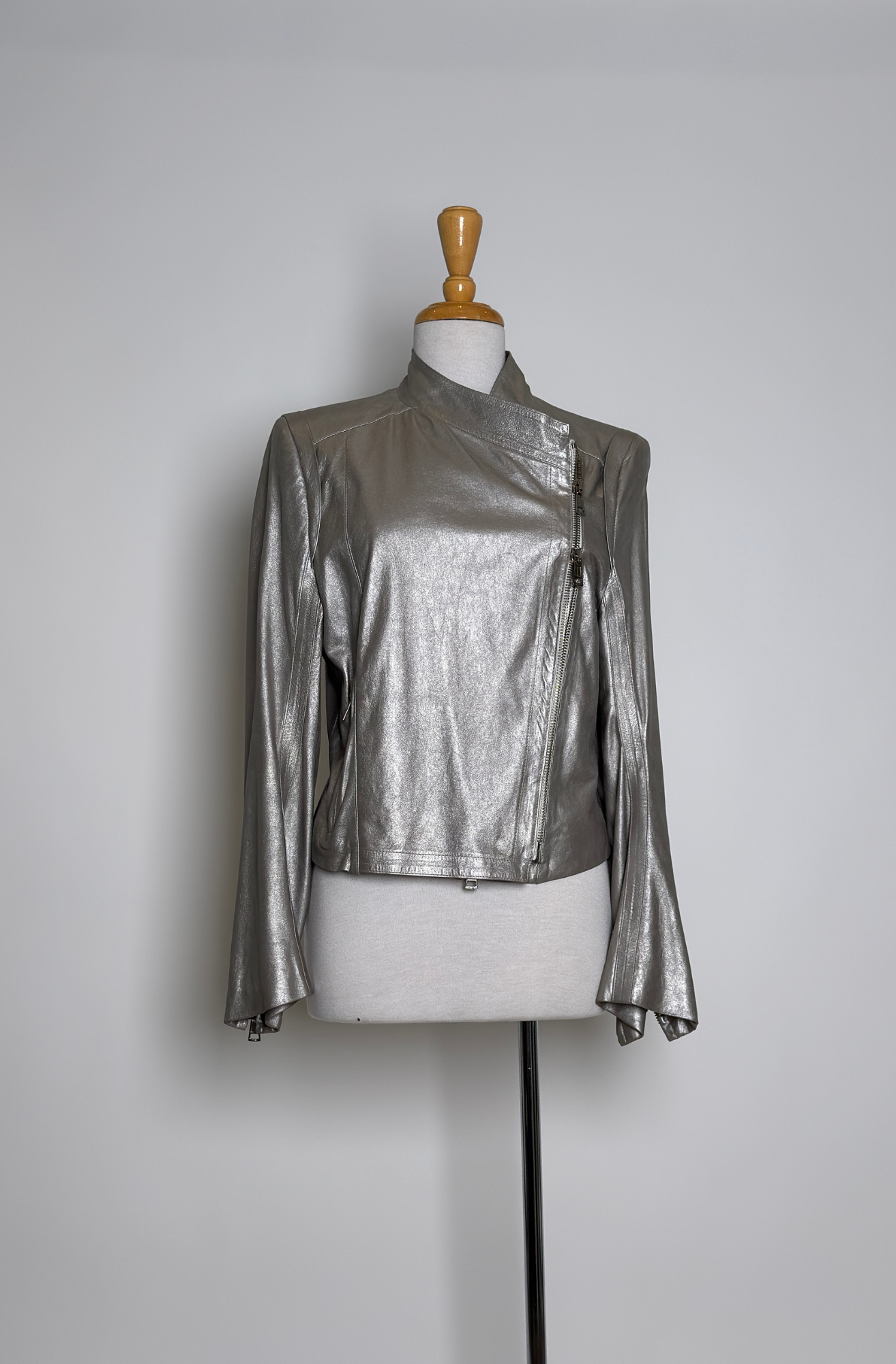 ANN DEMEULEMEESTER SILVER LEATHER JACKET