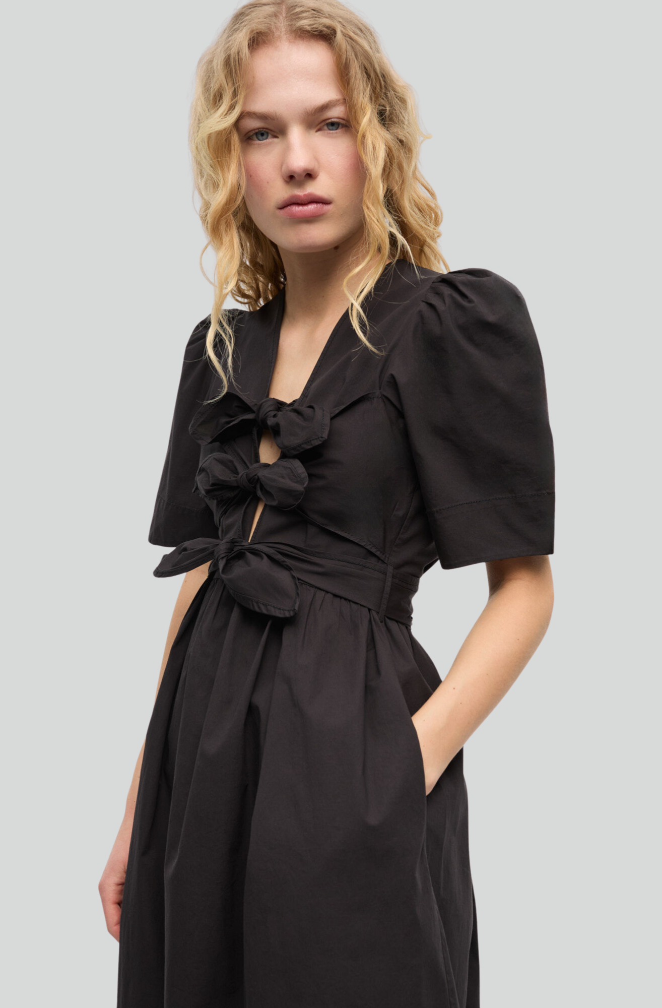 BLACK STRETCH COTTON DRESS