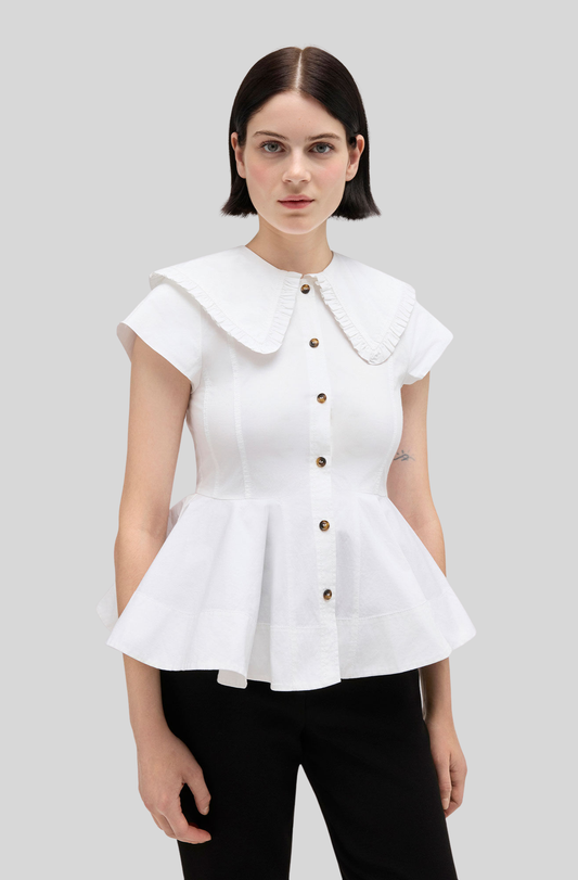 SHORT COTTON RUFFLE SHIRT