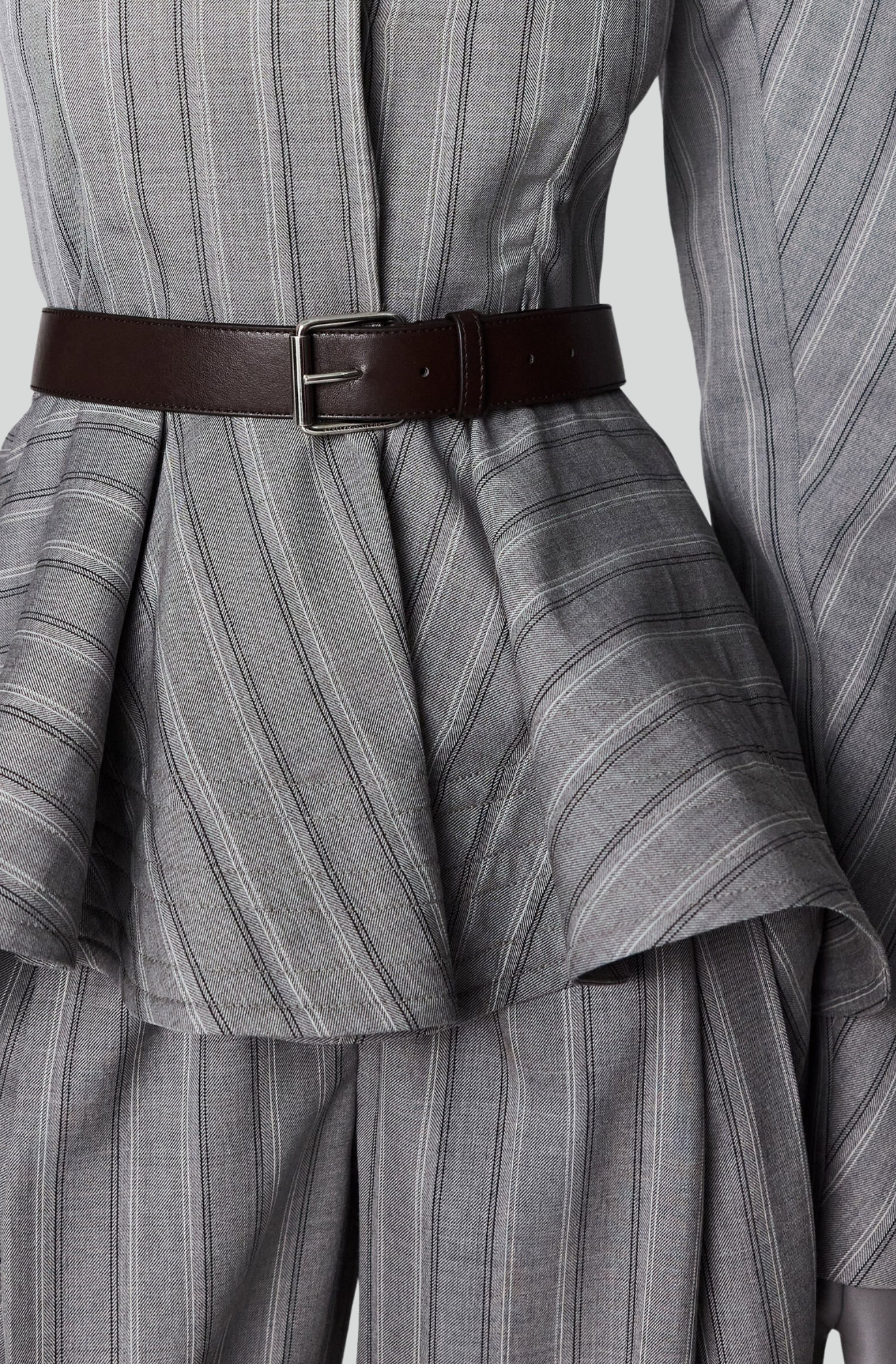 STRIPED TAILORED PEPLUM JACKET