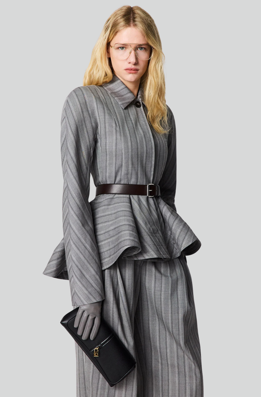 STRIPED TAILORED PEPLUM JACKET