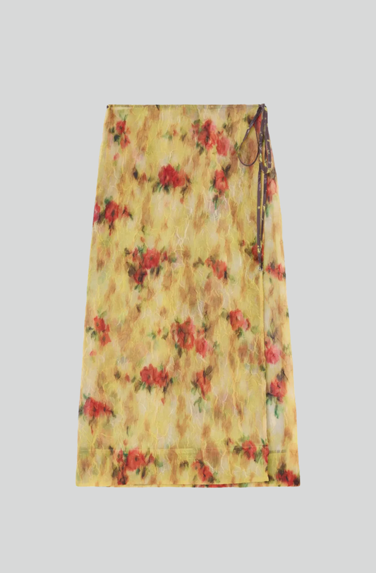 SHIBORI ORGANZA/FLUID TAFFETA WRAP SKIRT