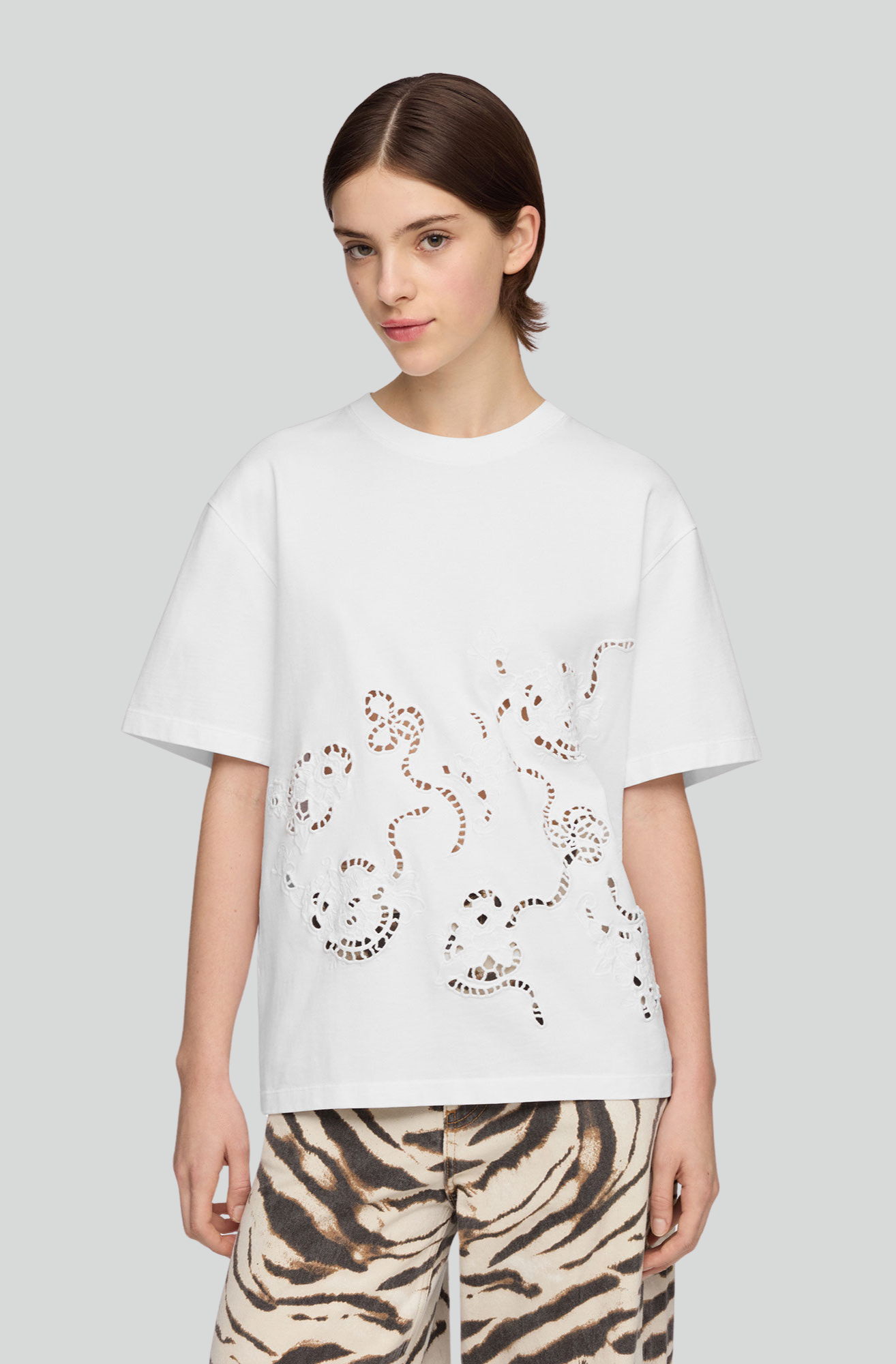 HEAVY COTTON JERSEY T-SHIRT EMBROIDERY ANGLAIS