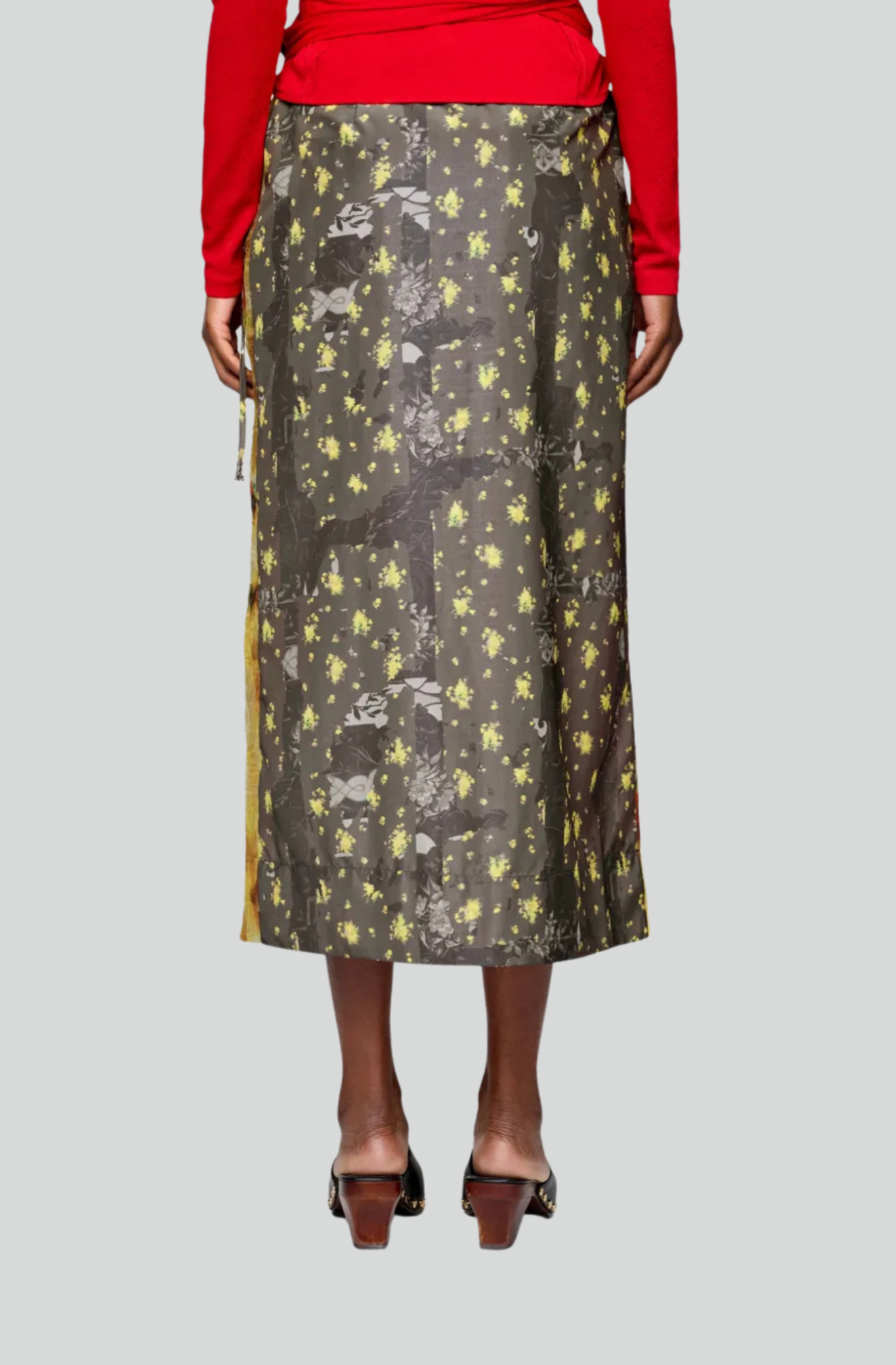 SHIBORI ORGANZA/FLUID TAFFETA WRAP SKIRT