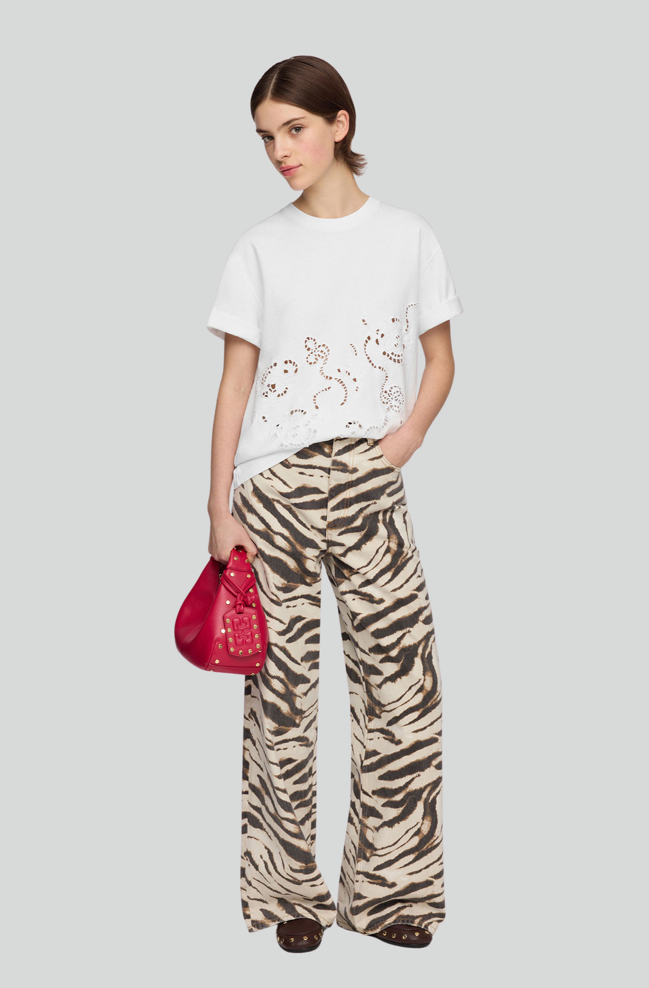 HEAVY COTTON JERSEY T-SHIRT EMBROIDERY ANGLAIS