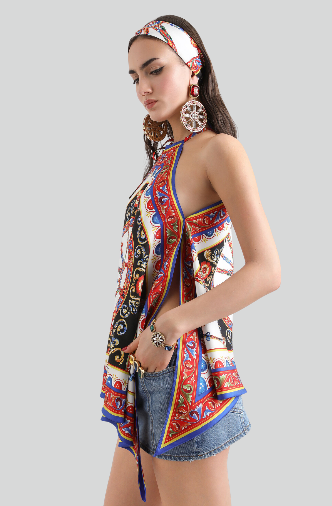 CARRETTO-PRINT TWILL TOP