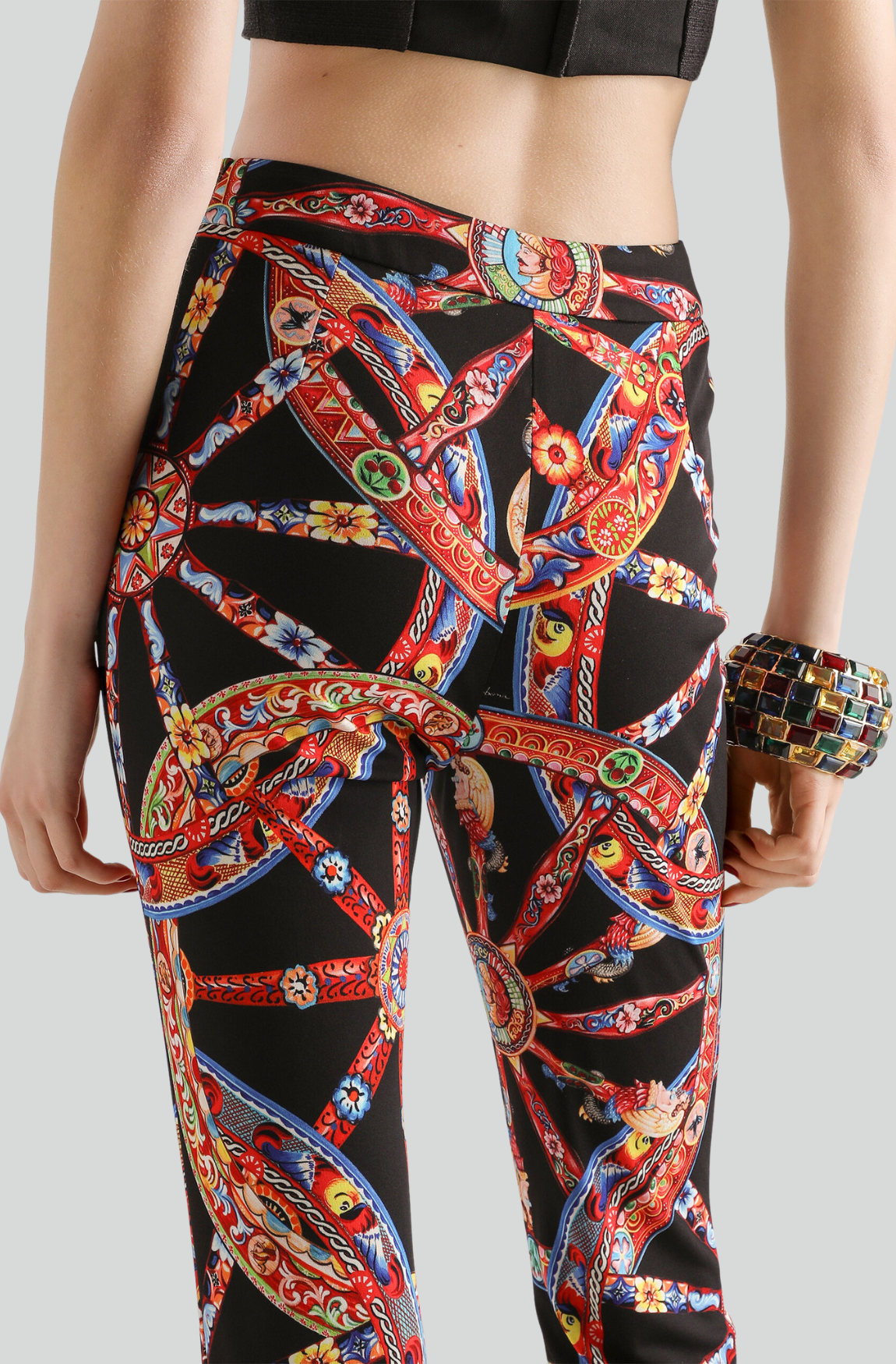 CARRETTO-PRINT VISCOSE JERSEY LEGGINGS