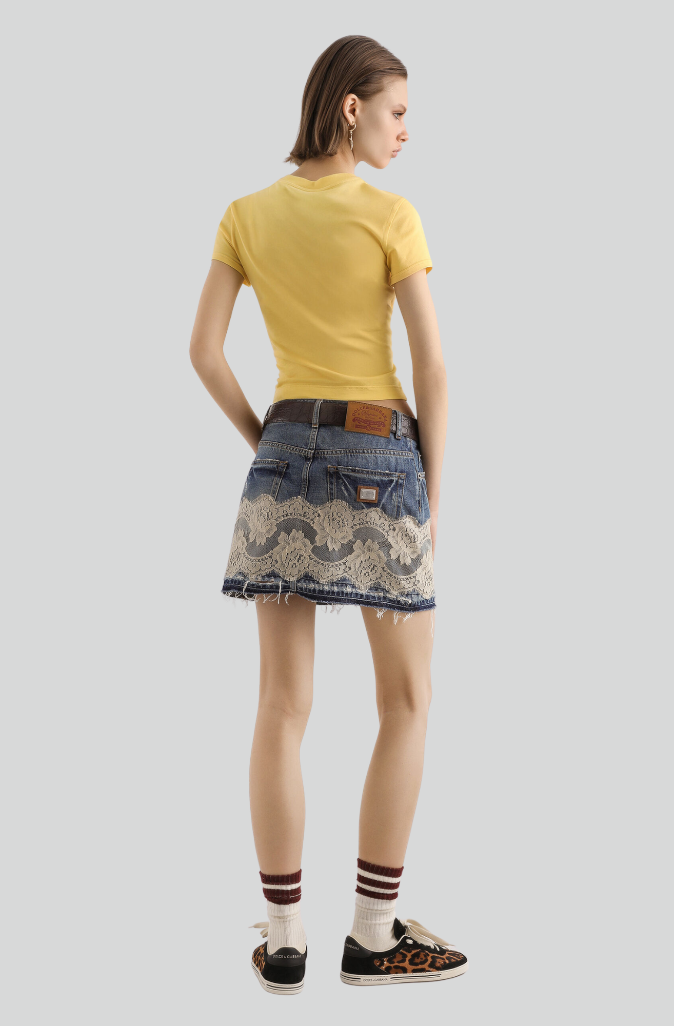 DENIM SKIRT WITH LACE