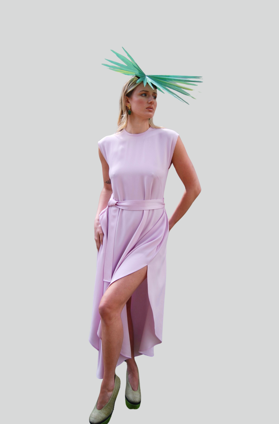 ENVERS SATIN LONG SHIFT DRESS