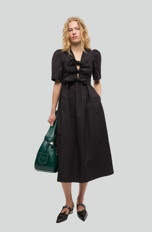 BLACK STRETCH COTTON DRESS