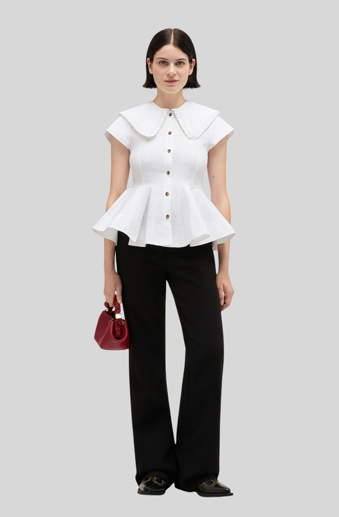 SHORT COTTON RUFFLE SHIRT