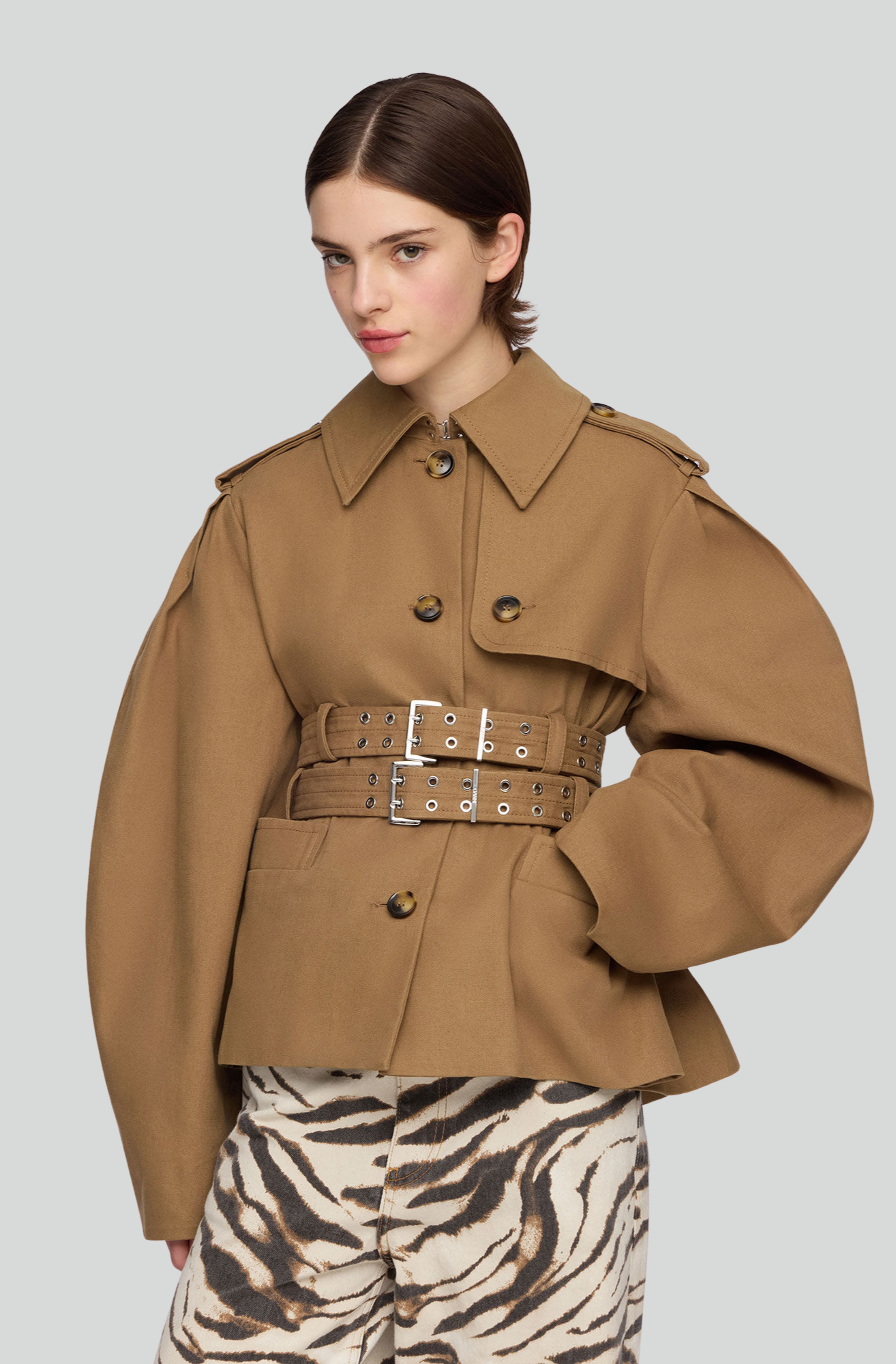 WORKWEAR CANVAS SHORT PEPLUM JACKET ERMINE