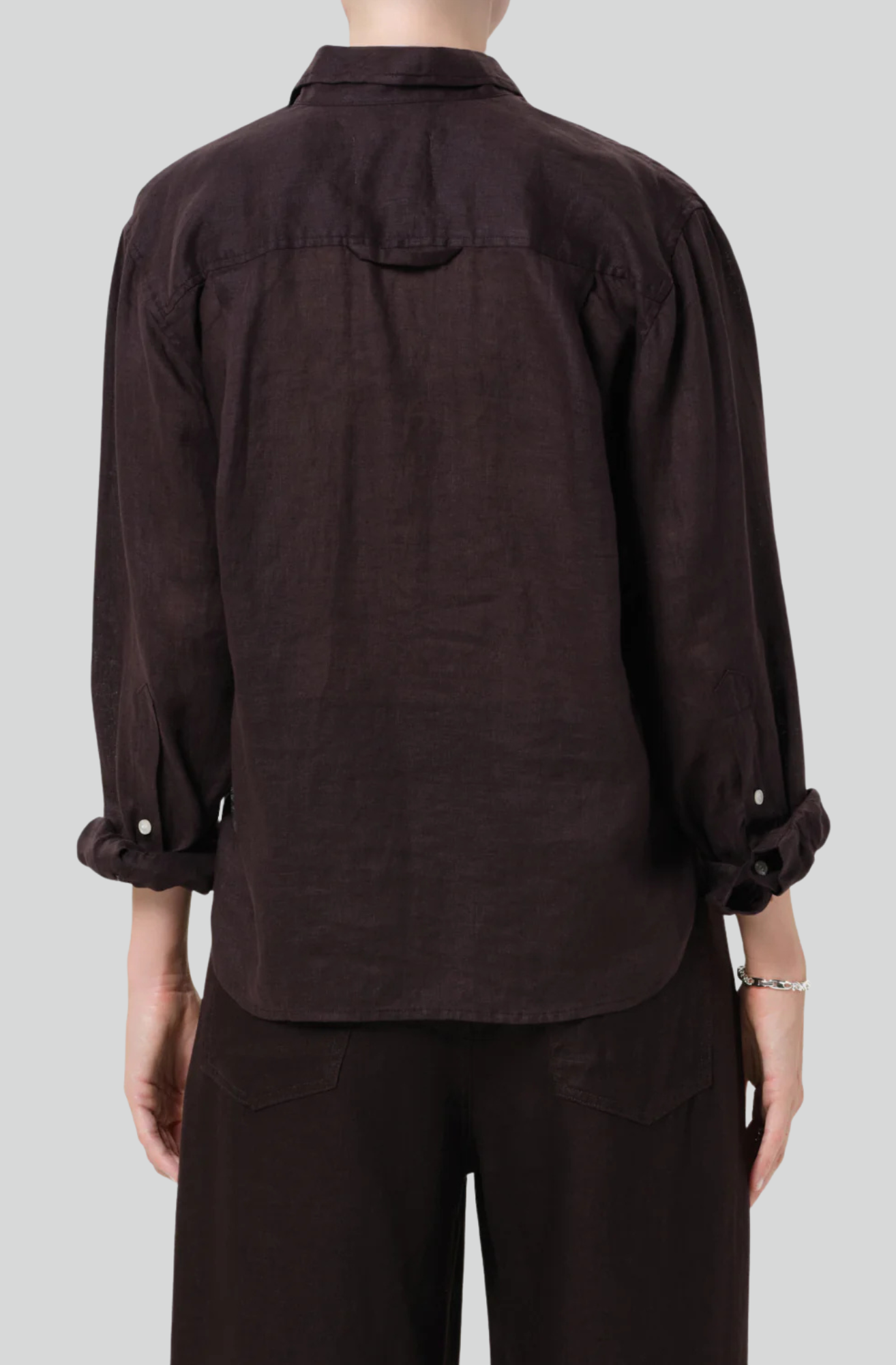 KAYLA SHRUNKEN LINEN SHIRT - CHOCOLATE