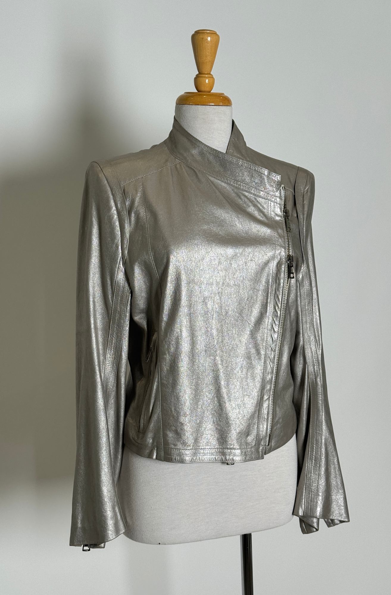 ANN DEMEULEMEESTER SILVER LEATHER JACKET