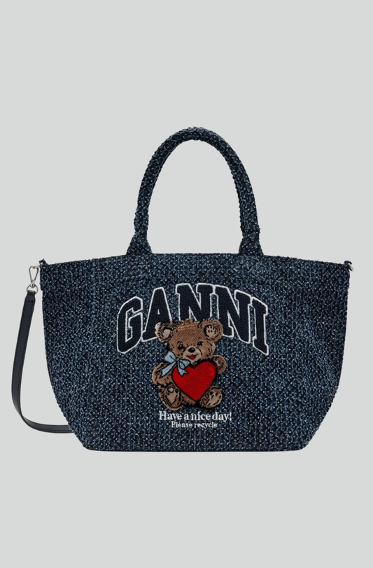 SMALL TRAPEZE SHOPPER BEAR TWEED DENIM