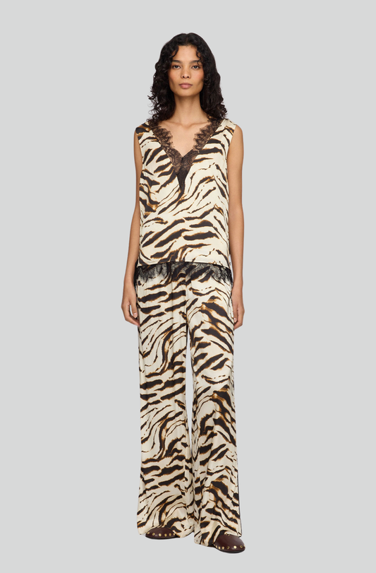 PRINTED SATIN ELASTICATED PANTS
