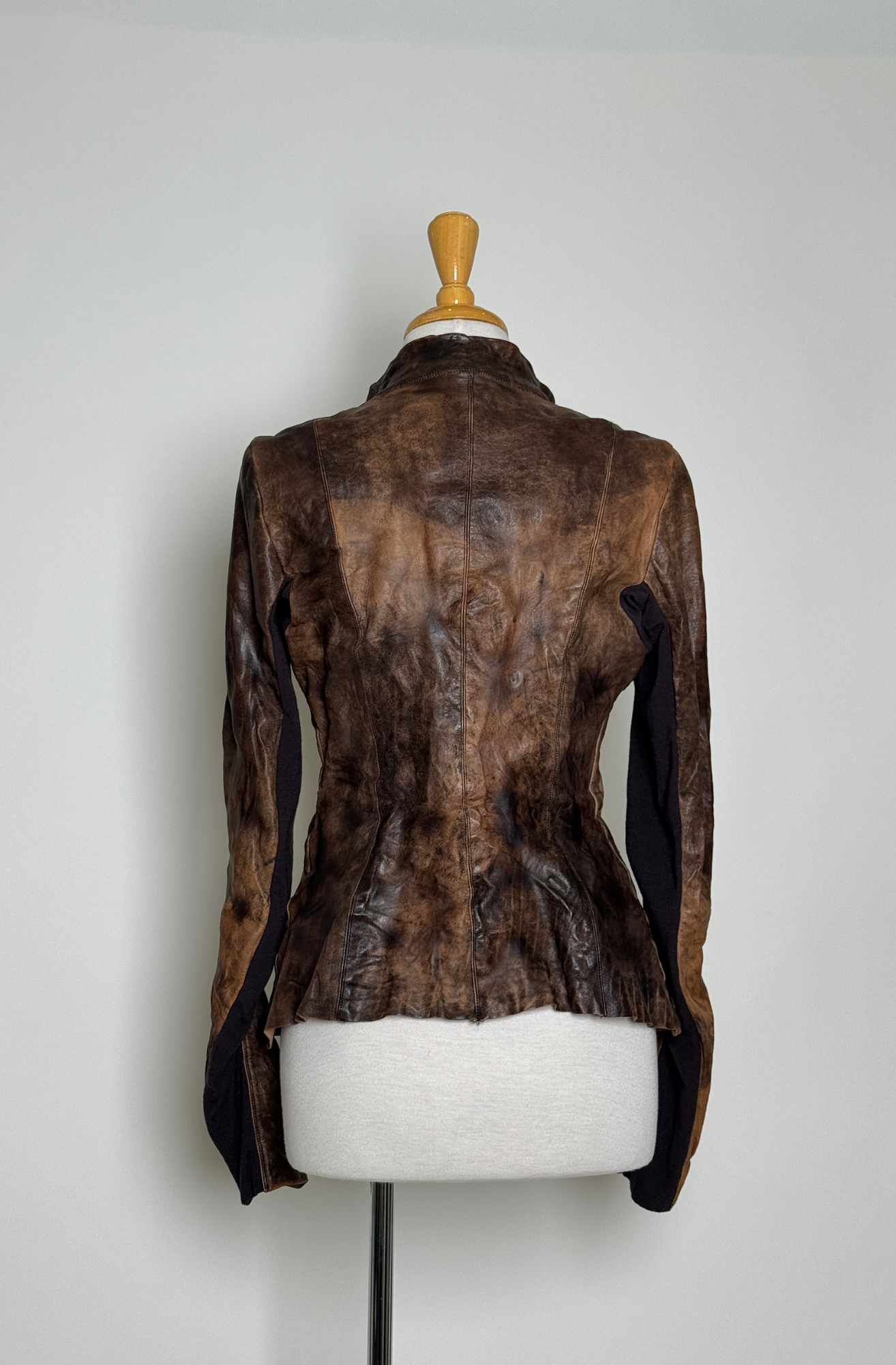 RICK OWENS BROWN BURNT LEATHER RIDING JACKET