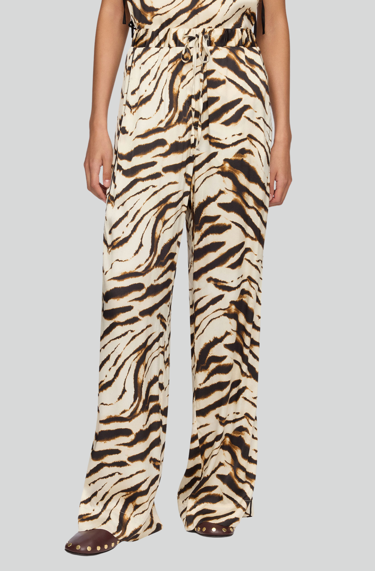 PRINTED SATIN ELASTICATED PANTS