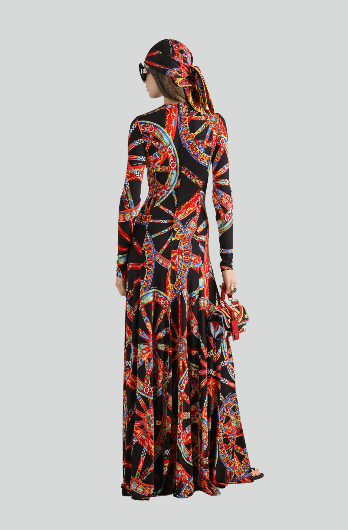 CARRETTO-PRINT LONG VISCOSE JERSEY DRESS