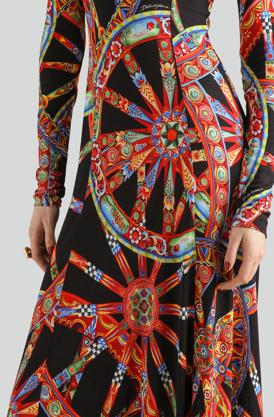 CARRETTO-PRINT LONG VISCOSE JERSEY DRESS