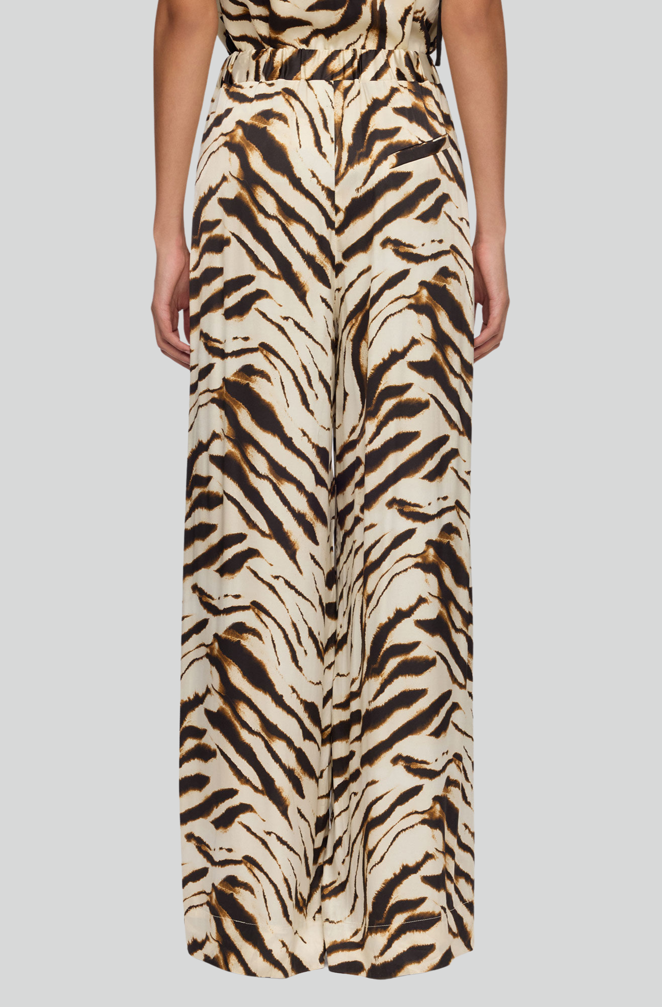 PRINTED SATIN ELASTICATED PANTS
