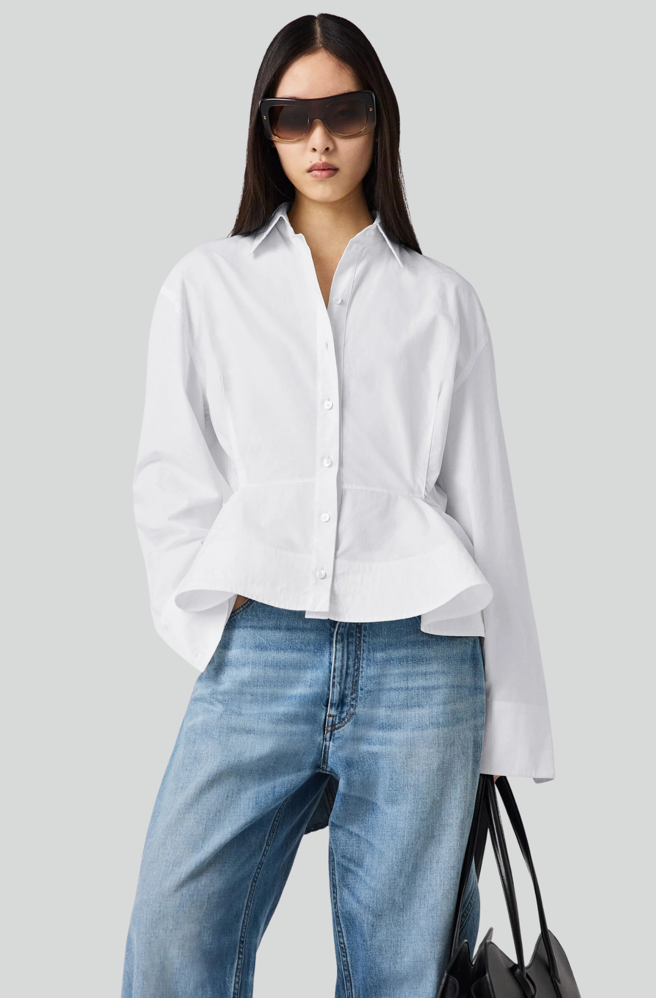 POPLIN PEPLUM SHIRT
