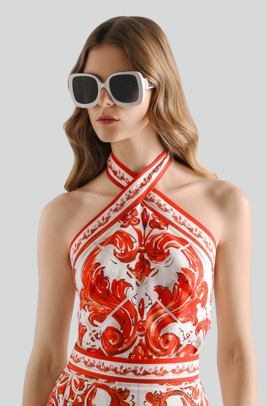MAJOLICA-PRINT POPLIN DRESS