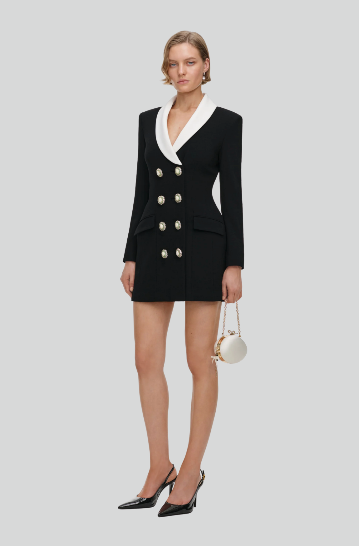 BLACK TAILORED BLAZER MINI DRESS