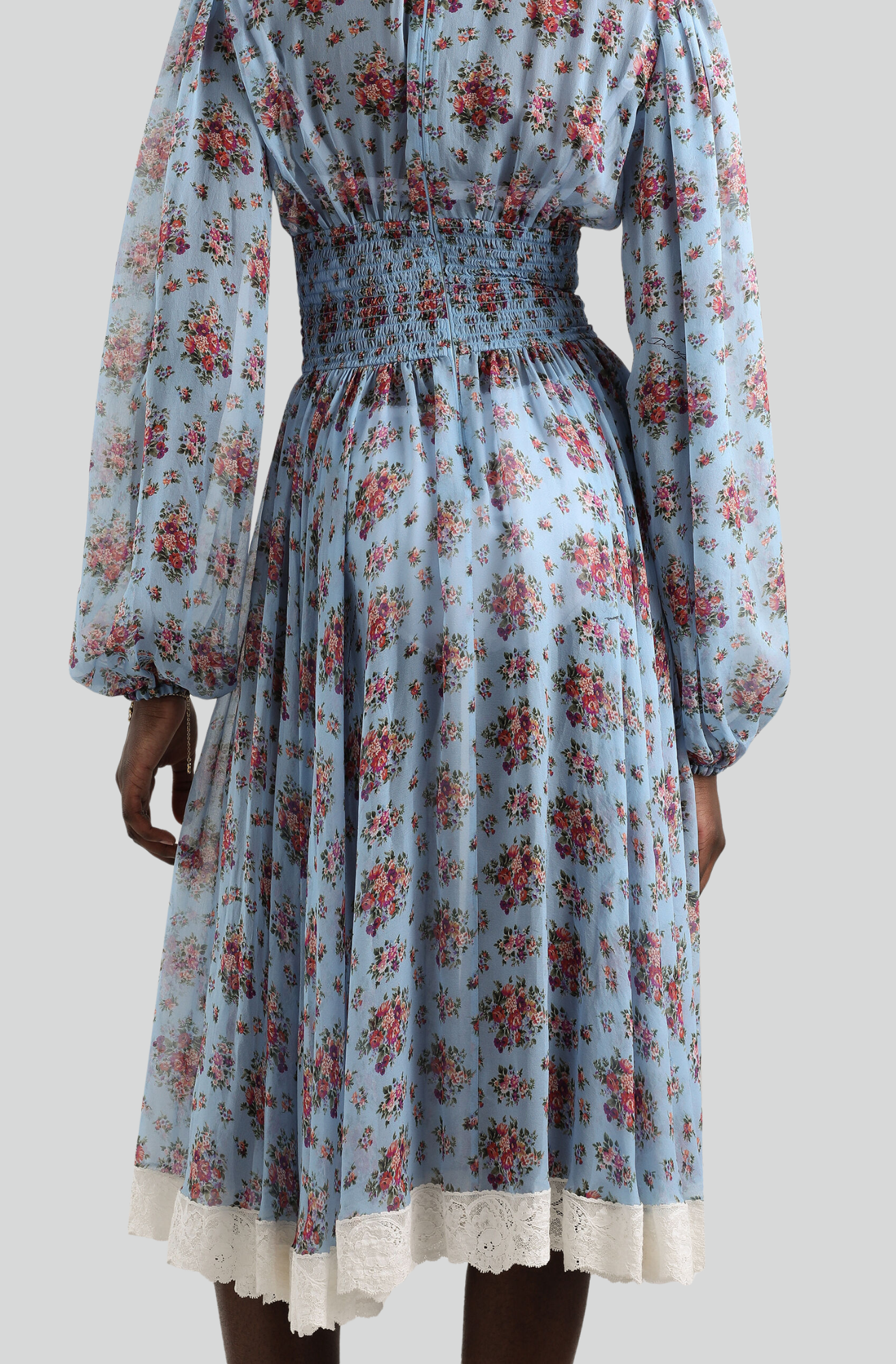 SMALL FLOWER BOUQUETS-PRINT CHIFFON DRESS