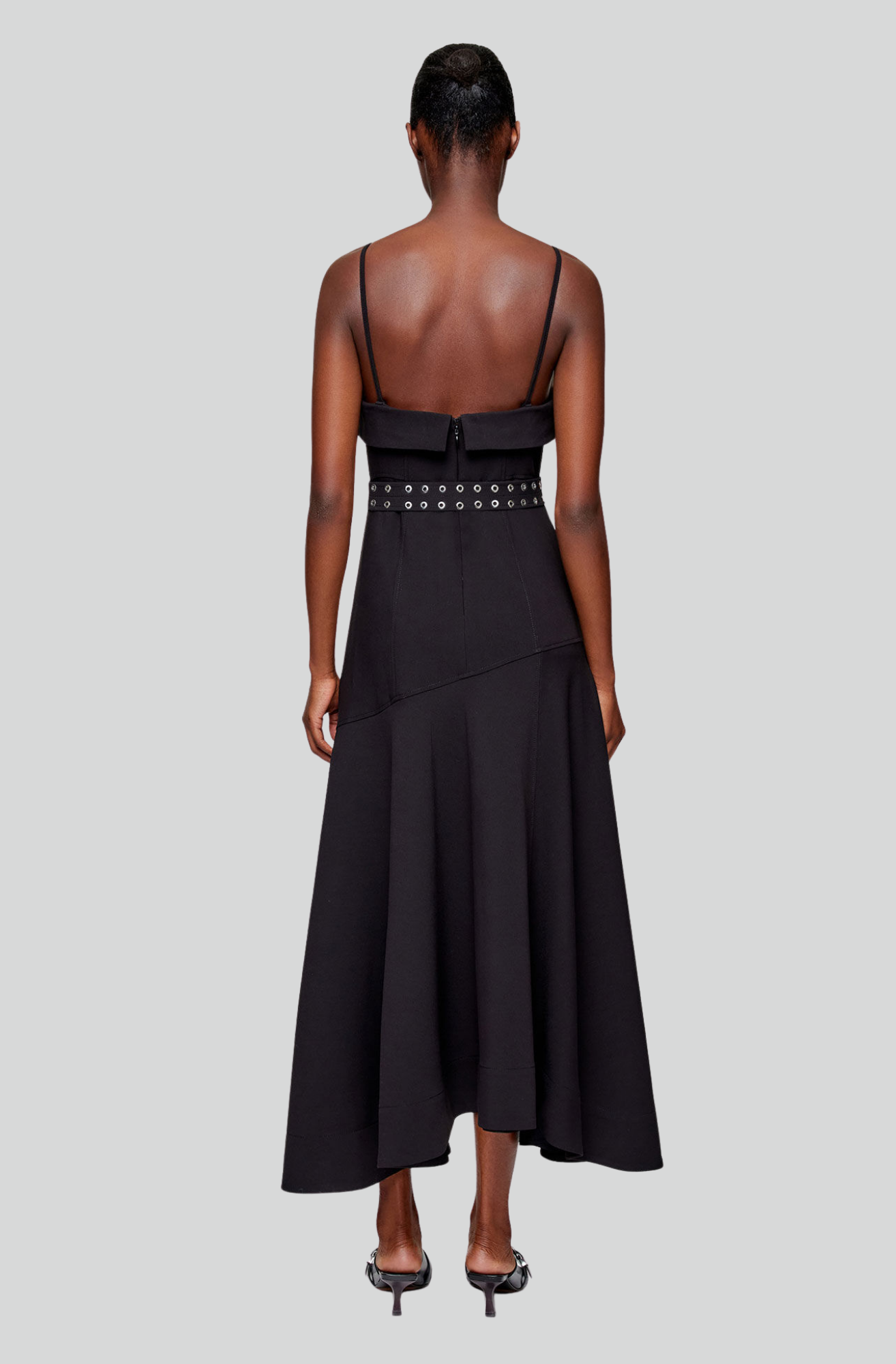 FUTURE TWILL SUITING LONG ASYMMETRIC DRESS