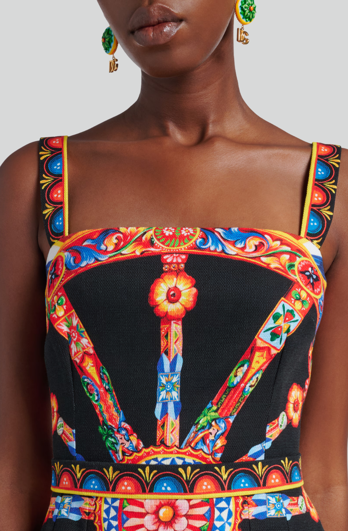 CARRETTO-PRINT COTTON POPLIN MINI DRESS