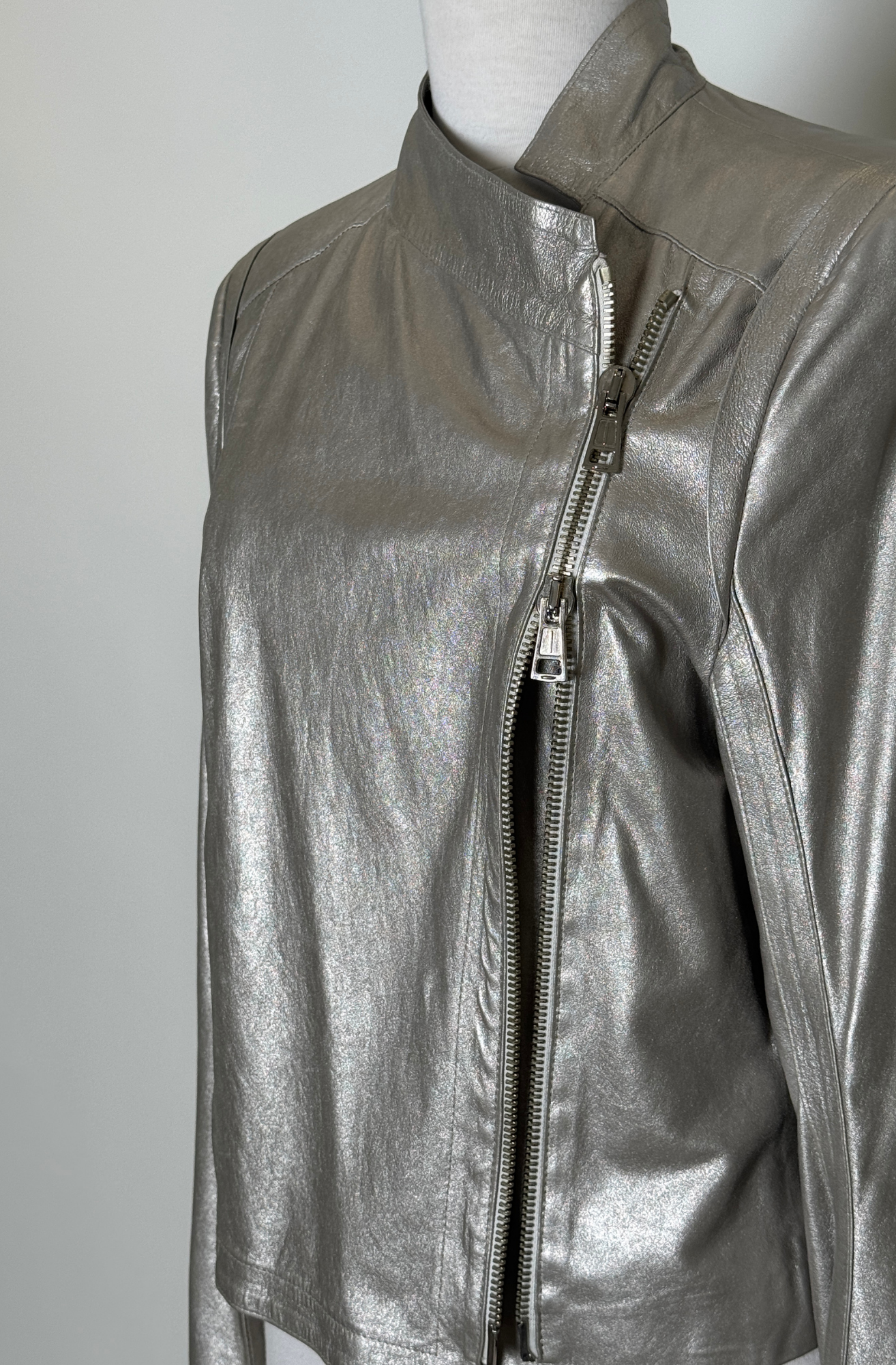 ANN DEMEULEMEESTER SILVER LEATHER JACKET