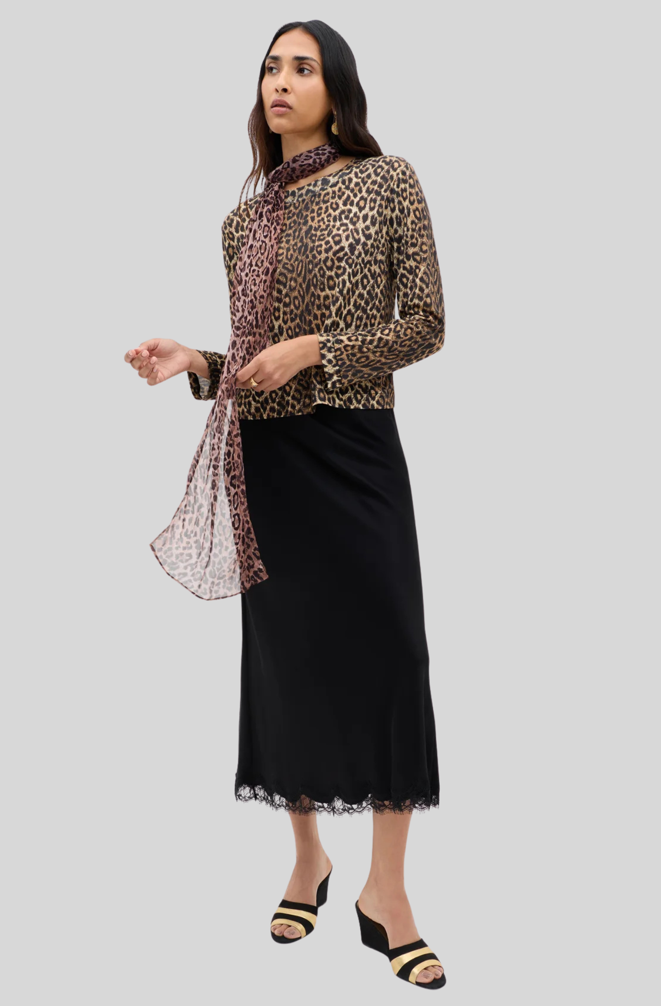 STASSIE SATIN MIDI SKIRT