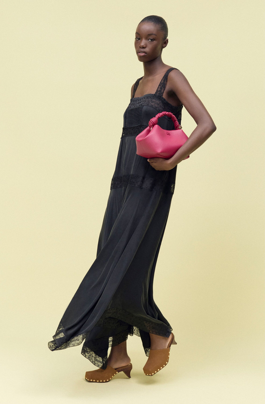 SANDWASHED SILK SATIN LONG SLIP DRESS