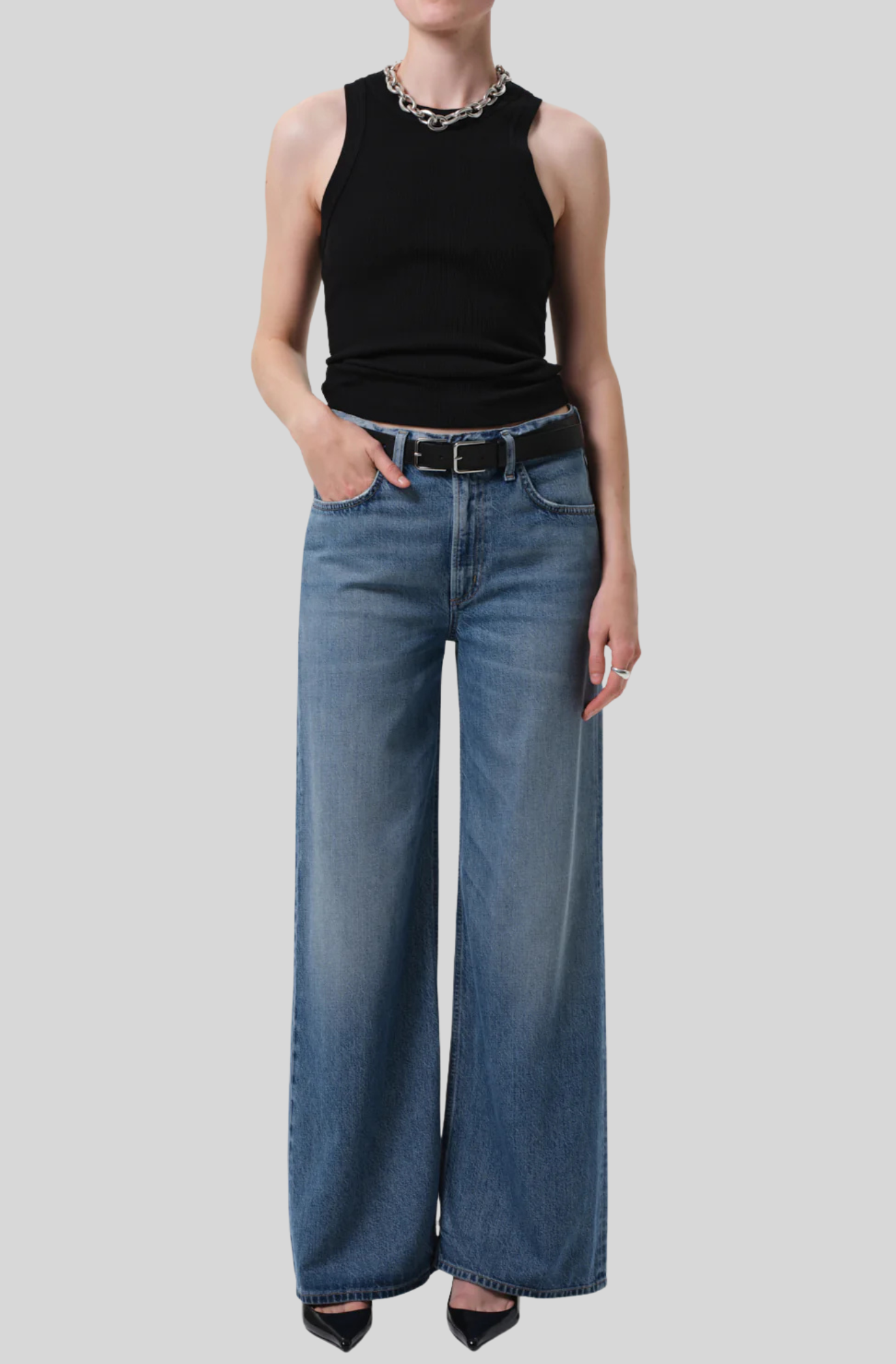 ISABEL RIB TANK - BLACK