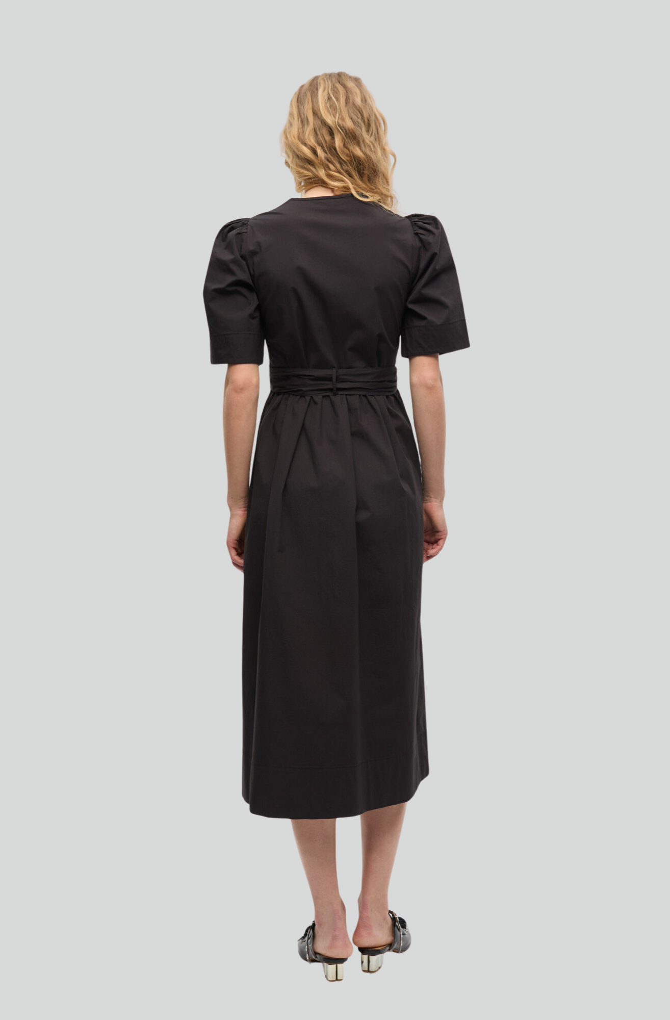 BLACK STRETCH COTTON DRESS