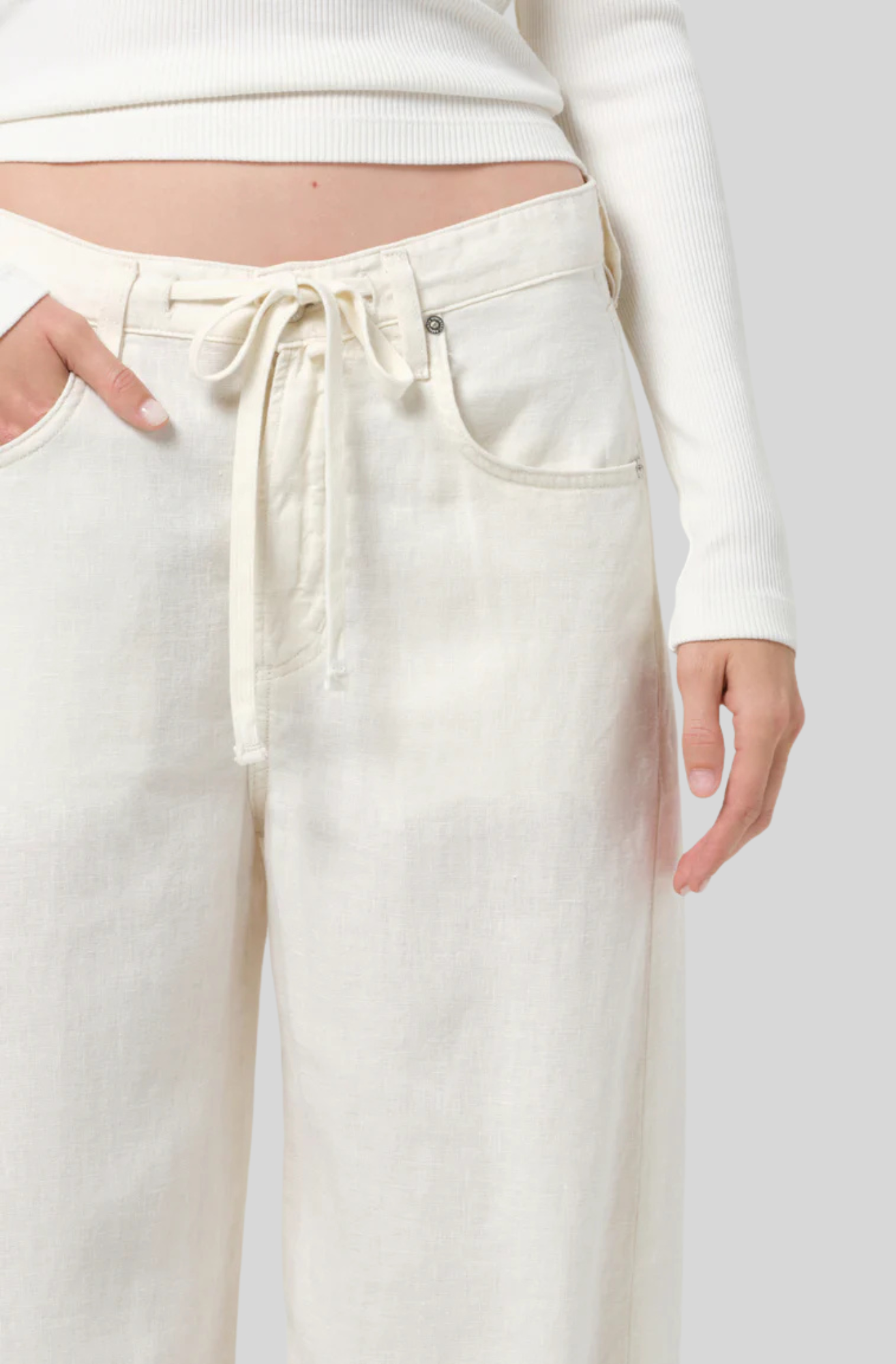 BRYNN DRAWSTRING LINEN TROUSER - CREAM