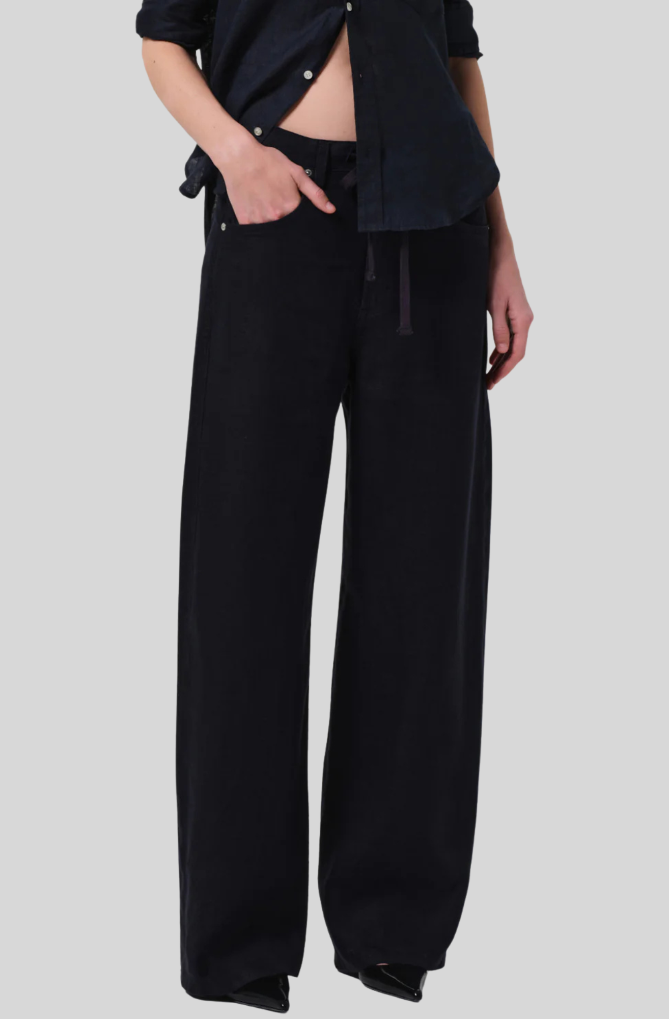 BRYNN DRAWSTRING LINEN TROUSER - NAVY