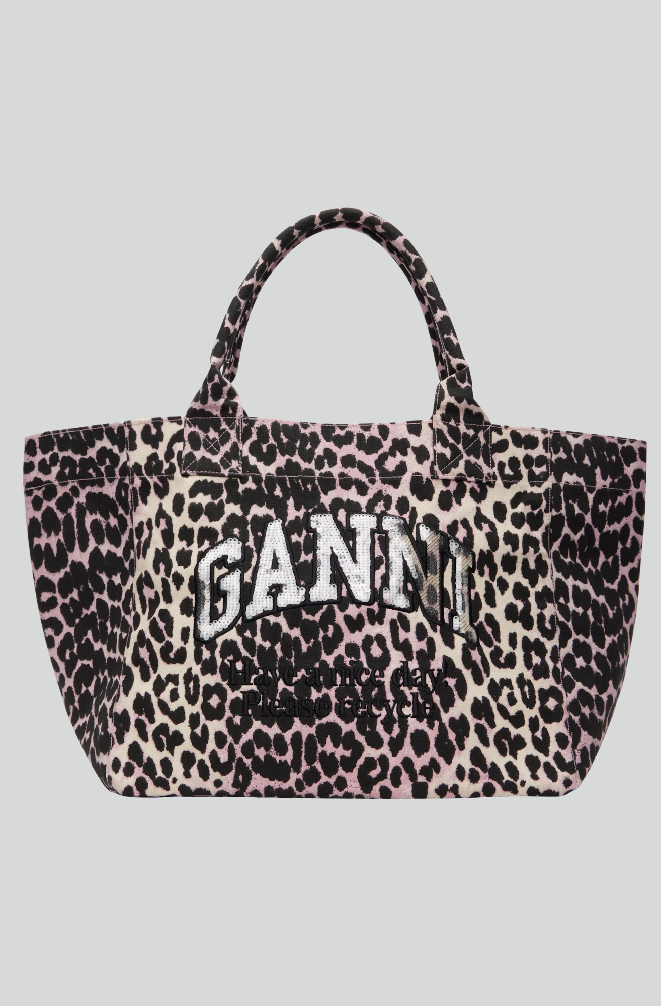MEDIUM TRAPEZE SHOPPER PRINTED SEQUIN MAUVE